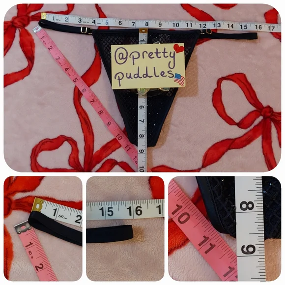 💎 XXL 2pc VS Very Sexy Ziggy Glam Shine Fishnet Bralette & V-String Set 💎 - Picture 7 of 15